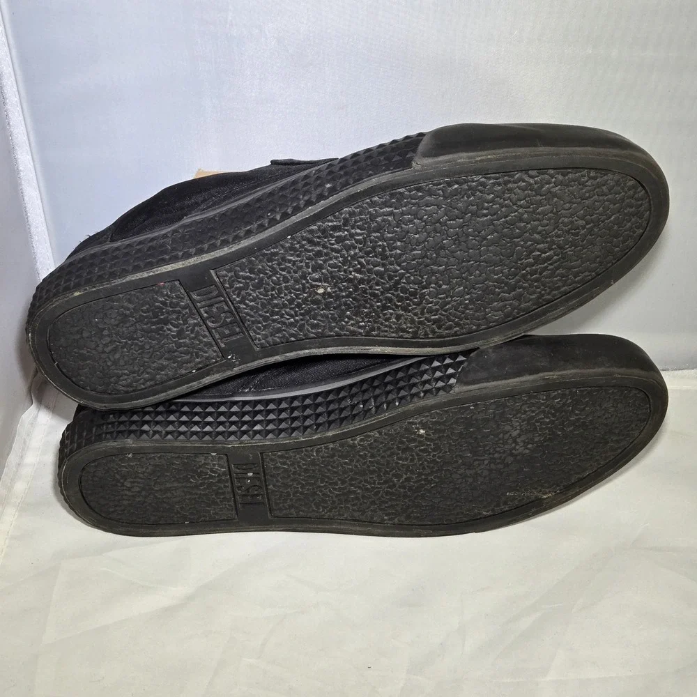 DIESEL Vansis Shoes Womens 9.5 Slip‎ On Black Eagle Embroidered Rare